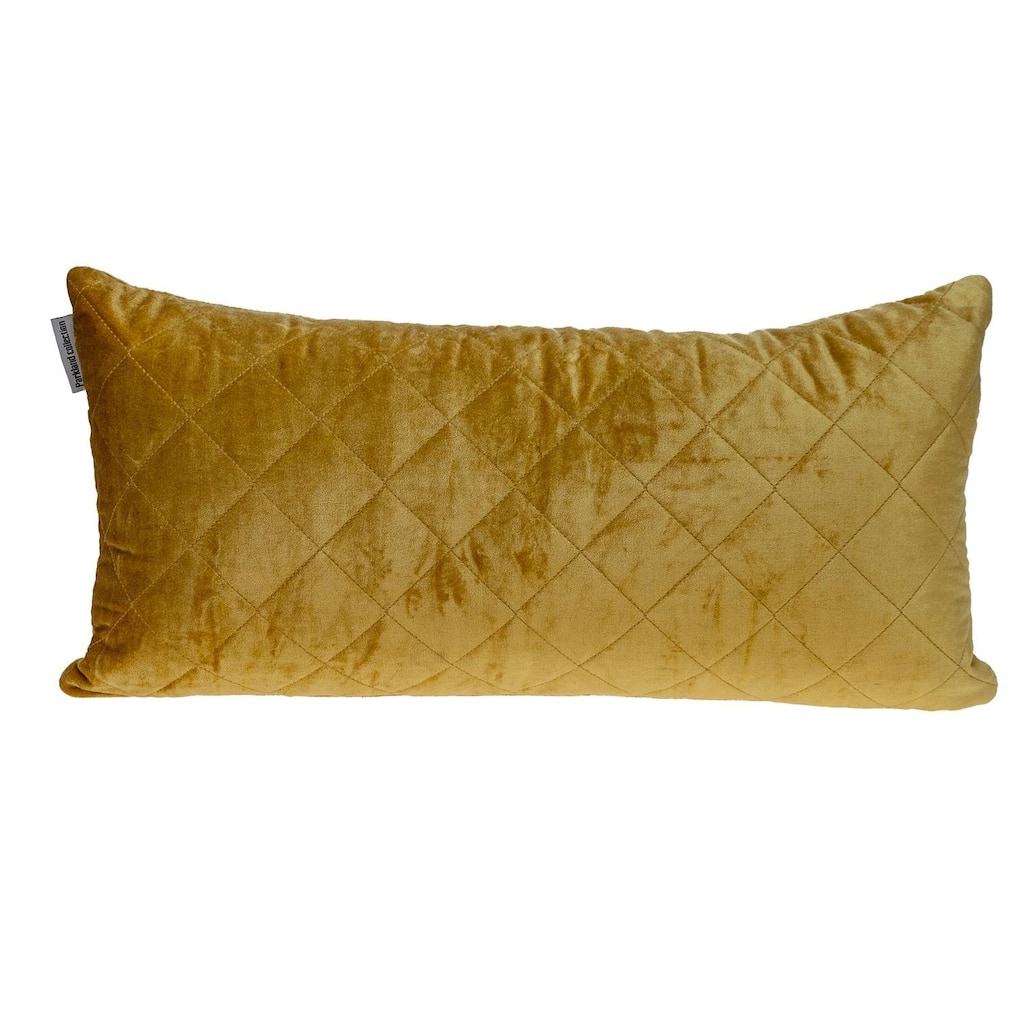 Tufted Diamond Yellow Ochre Transitional Lumbar Pillow