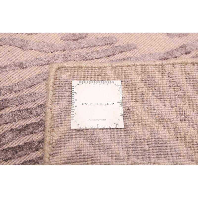ECARPETGALLERY Hand Loomed Elysian Grey Viscose, Wool Rug - 6'8 x 10'0