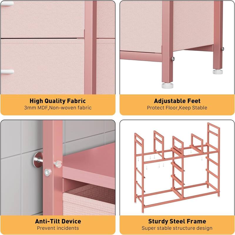 TV Stand with Power Outlet, Bedroom Dresser with 9 Drawers,