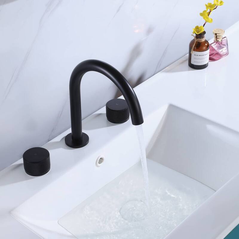 8 Inch Widespread Bathroom Faucet Matte Black Bathroom Sink Faucet 3 Holes Double Handle Modern Basin Vanity Taps