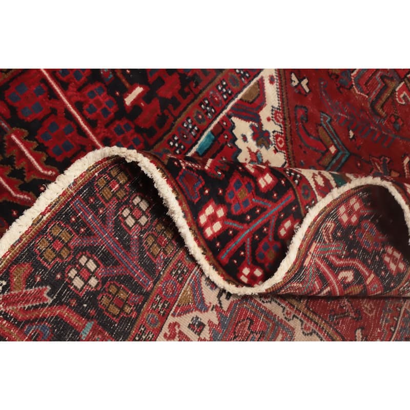 Hand Knotted Oriental 100% Wool Carpet Traditional Medallion Red Heriz Area Rug - 11' 0'' X 8' 2''