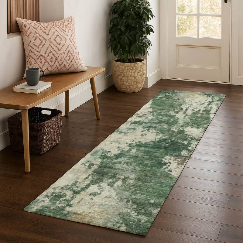 Premium Washable Super Soft Abstract Casual Mayfield Rug - Fern - 2'3" x 7'6"