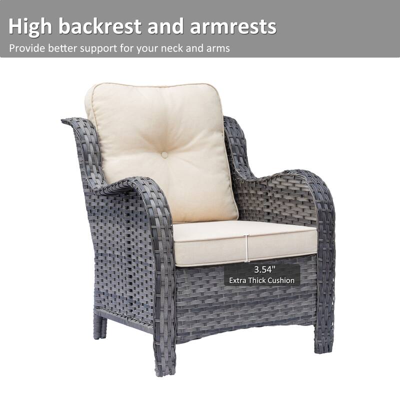 8 Piece Outdoor Wicker Patio Furniture Conversation Chair and Ottoman Set