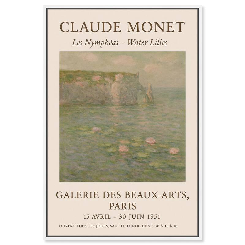 Water Lilies Canvas Vintage Art by Art Remedy - White - 36" x 54"
