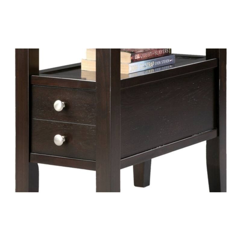 24" Tall Wooden Side Table / End Table, 2 drawers, Traditional Design, Espresso