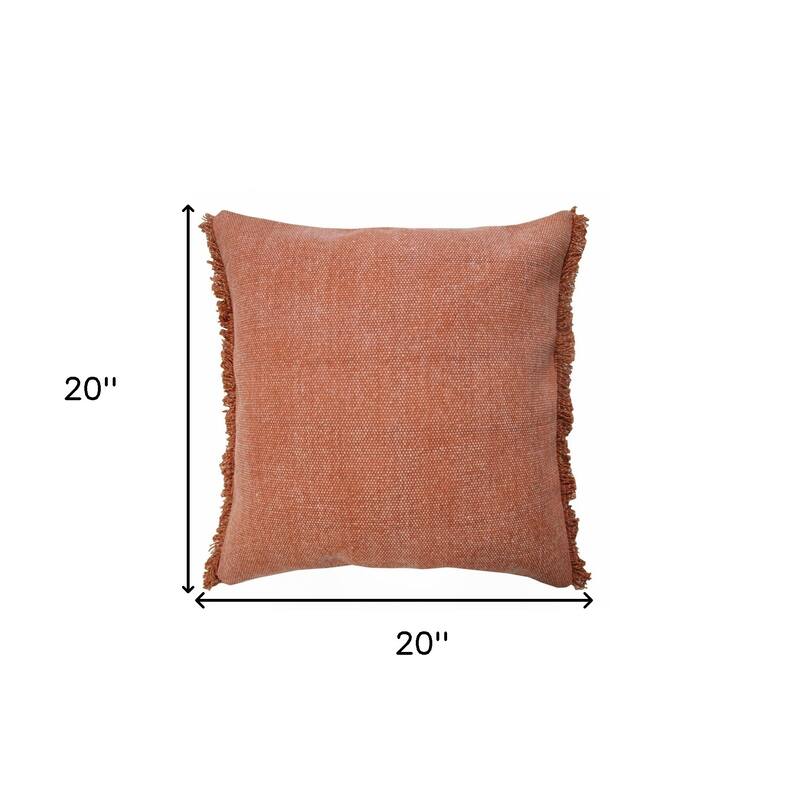 HomeRoots 20" X 20" Adobe Clay 100% Cotton Zippered Pillow