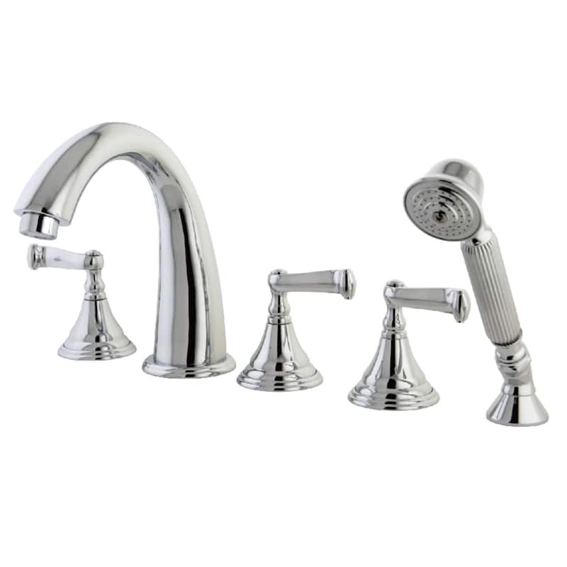 Kingston Brass Royale 7-3/16" Deck Mounted Roman Tub Filler with - Polished Chrome