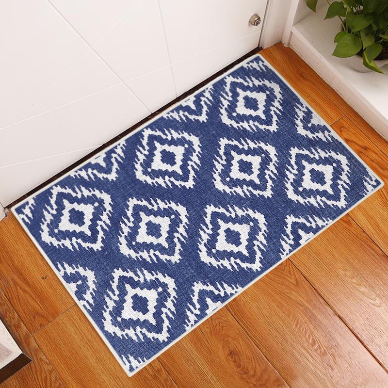 Sussexhome Heavy Duty Ultra Thin Non Slip Washable Cotton Indoor Rug - 2' x 3' - Navy
