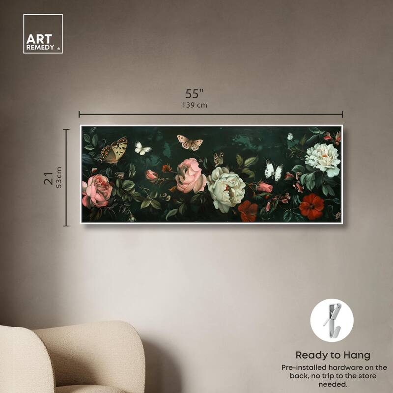 Emerald Floral II Panoramic Canvas by Art Remedy