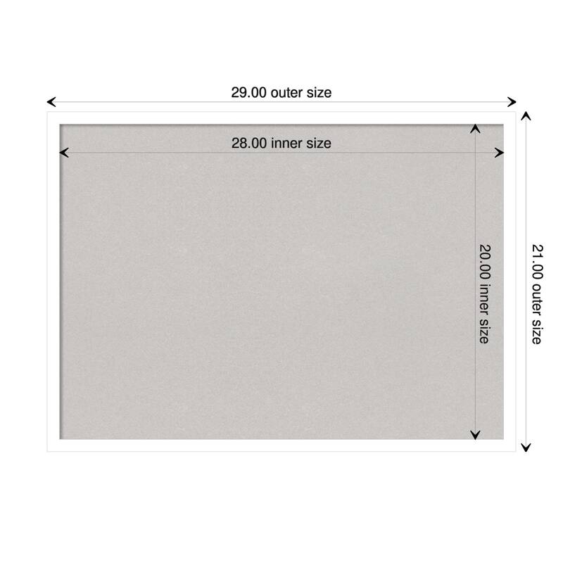 Svelte Wood Framed Grey Corkboard Bulletin Board - Svelte White - Board Size 28x20