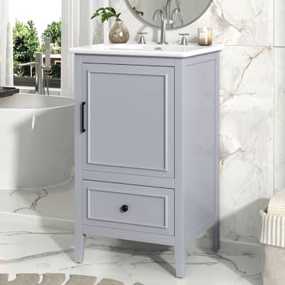 Christopher Knight Home Lysera 20" Bathroom Vanity with Ceramic Sink - 20.00" Lx 18.5" W x 34" H