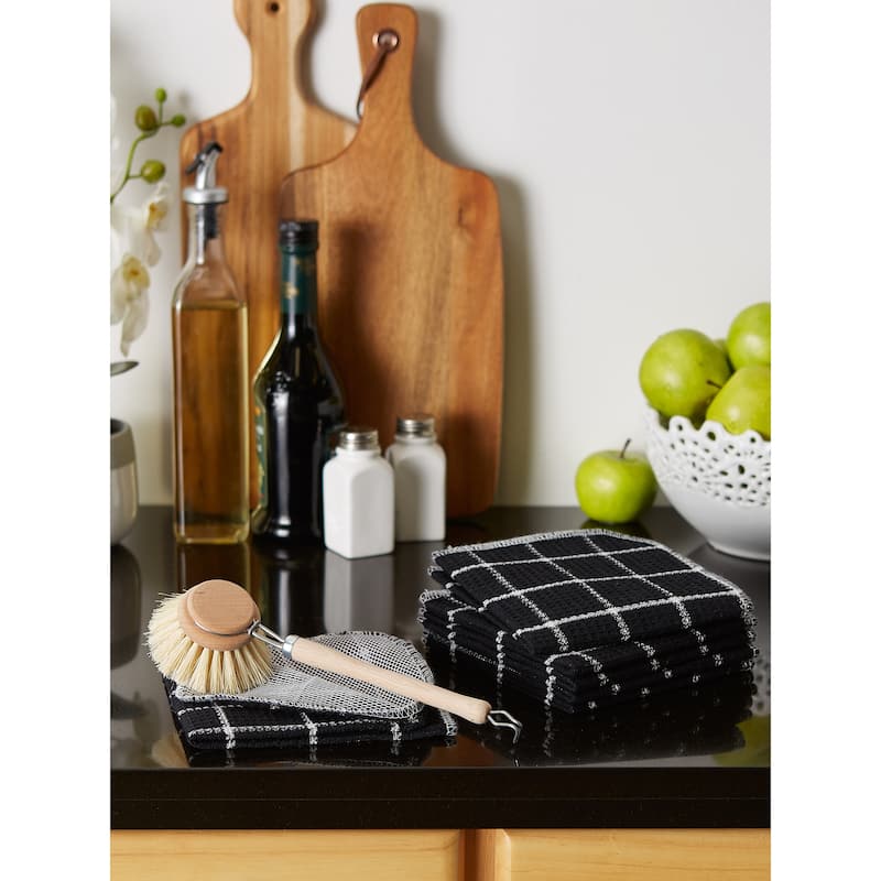 DII Black Buffalo Check Scrubber Dishcloth Set of 6