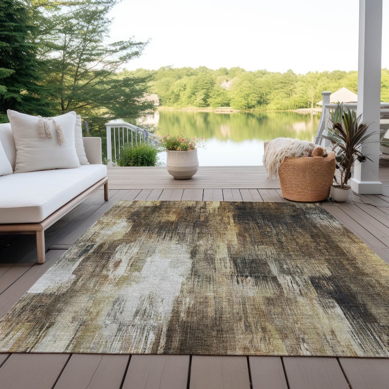 Machine Washable Indoor/ Outdoor Modern Ombre Chantille Rug