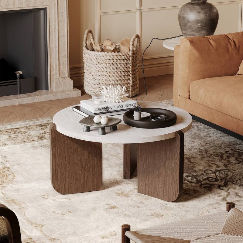 COSIEST Modern MDF Stone-Look Console Table,Coffee Table - 32''