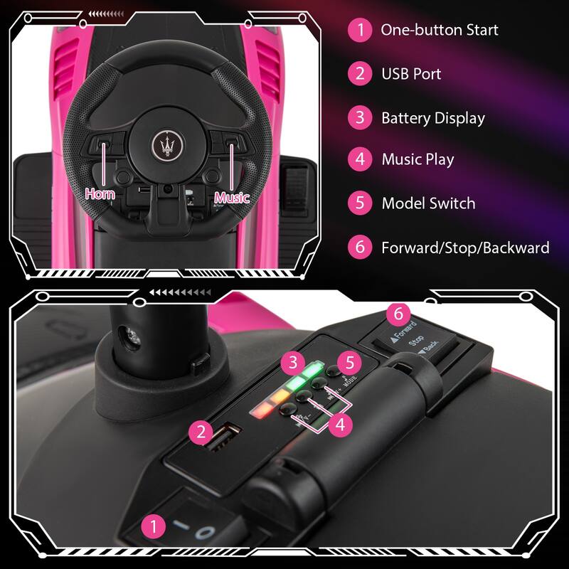 Gymax Electric Kids Ride on Push Car Maserati Licensed Foot to Floor