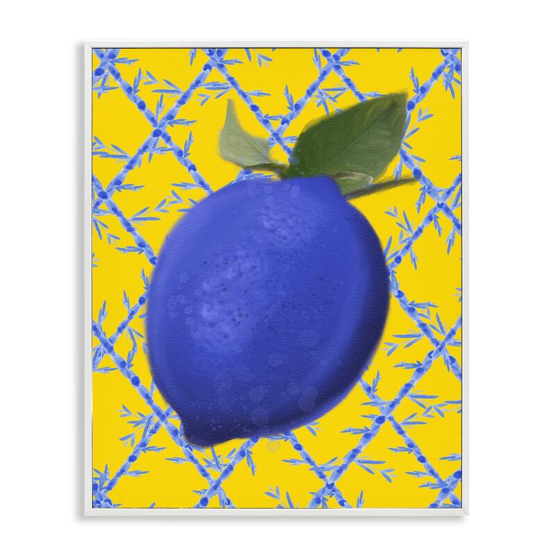 Stupell Blue Lemon over Yellow Framed Giclee Art Design By Matthew Piotrowicz - 24 x 30 - White