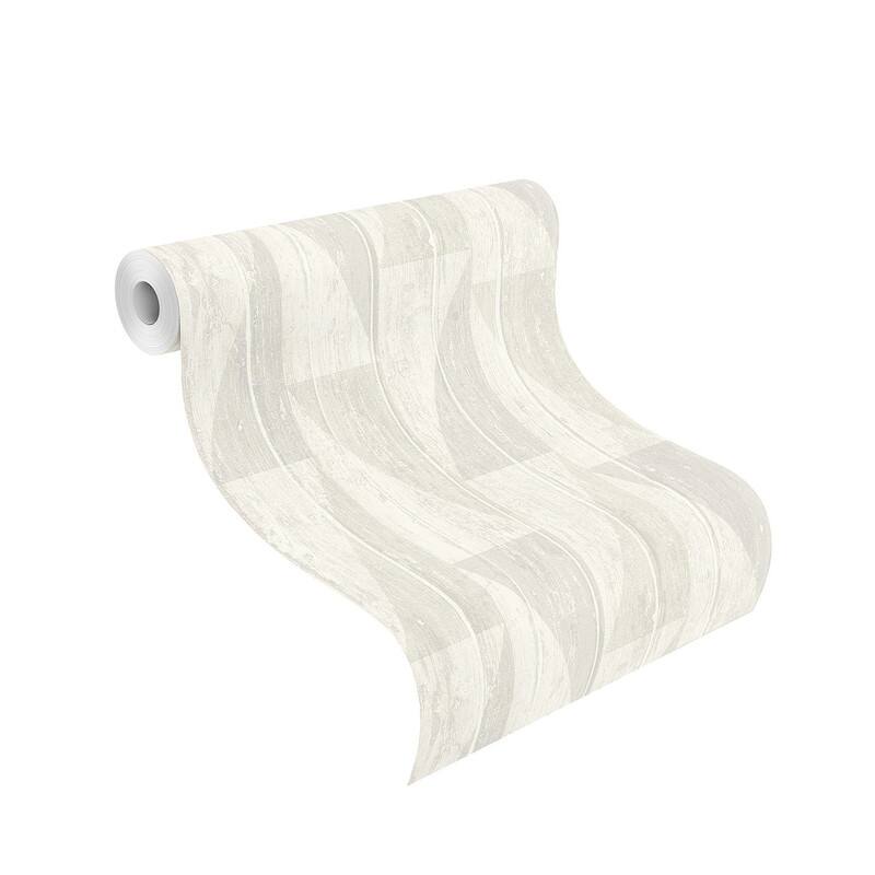 Rasch Nilsson White Geometric Wood Wallpaper - 20.5 x 396 x 0.025