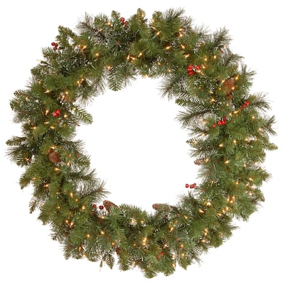 National Tree Company 3 ft. Crestwood Spruce Wreath with Clear Lights - 3 ft