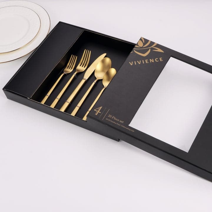 20 Pc Matte Flatware Set with Square Handles