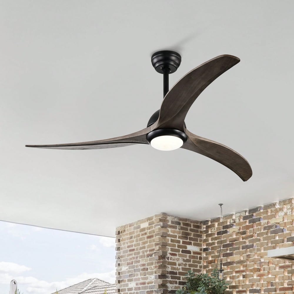 Cusp Barn 52" Outdoor Indoor Wood Ceiling Fan With Light and Remote, Noiseless Reversible Motor 6 Speeds Ceiling Fan for Patio