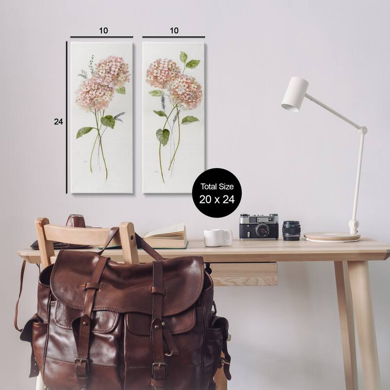 Stupell Pink Hydrangea Sprigs Canvas Wall Art Design By Nan (Set of 2)