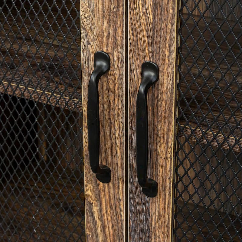 Industrial TV Stand for Living Room, Modern Farmhouse Wood & Metal Entertainment Center with Open Bookshelf