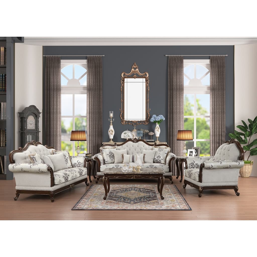 Gloria Traditional Style 2PC/3PC/5PC button tufted Living Room Set