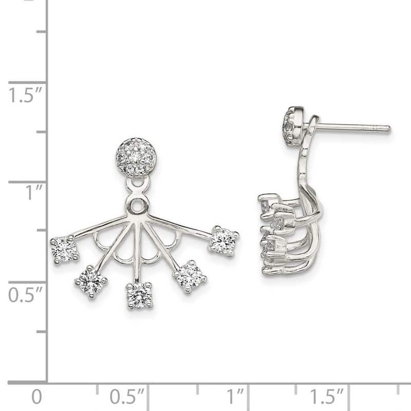 Curata 925 Sterling Silver CZ Cubic Zirconia Removeable Front Back Post Earrings (19mm x 22mm)
