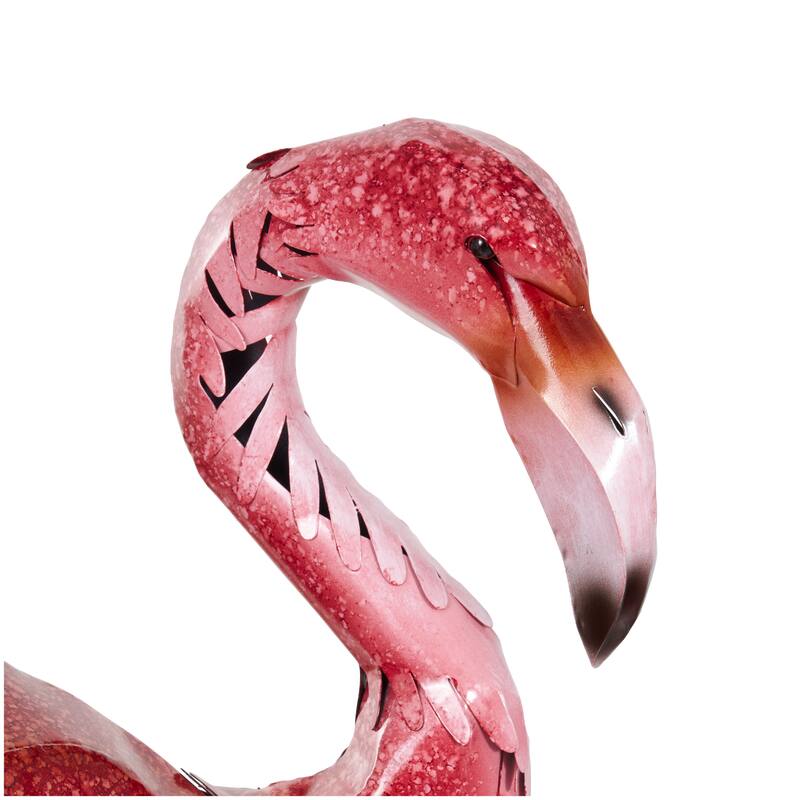 Pink Metal Tall Textured Ombre Flamingo Decorative Garden Sculpture (Set of 2)