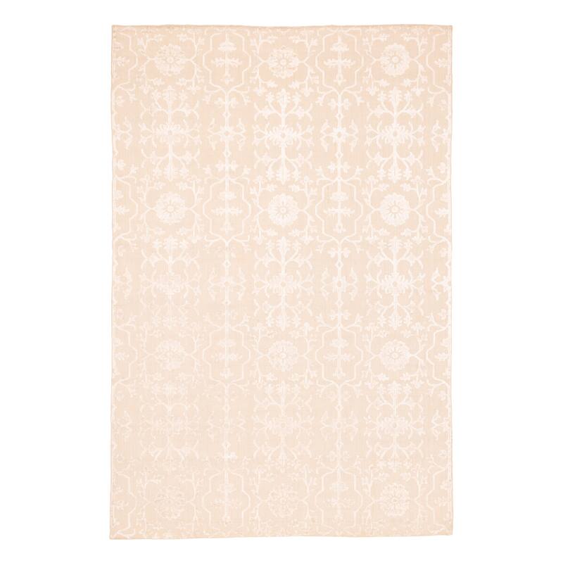 ECARPETGALLERY Hand Loomed Elysian Beige, Ivory Viscose, Wool Rug - 6'8 x 9'11