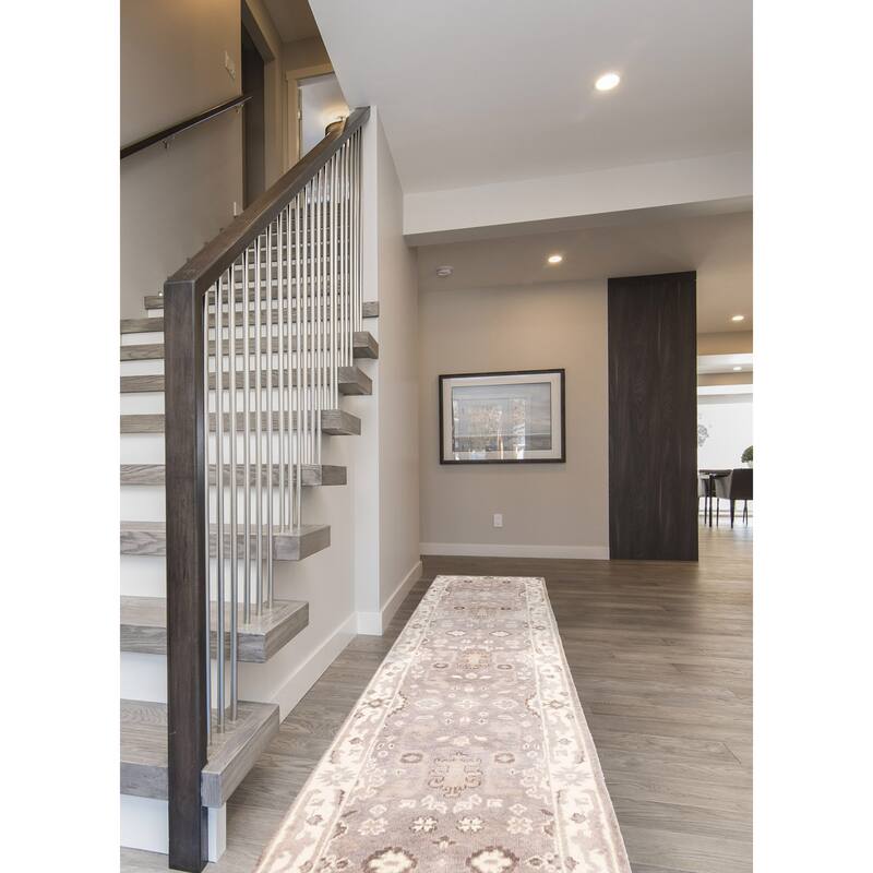 ECARPETGALLERY Hand-knotted Royal Oushak Grey Wool Rug - 2'5 x 11'10