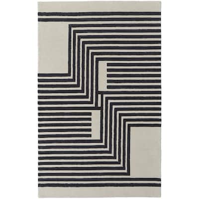 Vuyu Hand Tufted Abstract Modern Area Rug By HomeRoots - 4' x 6'