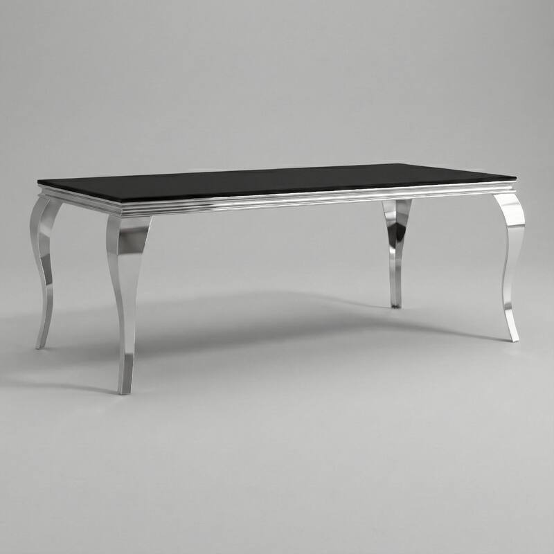 Furniture of America Pizo Glam 79-inch Chrome Leg Glass Top Dining Table