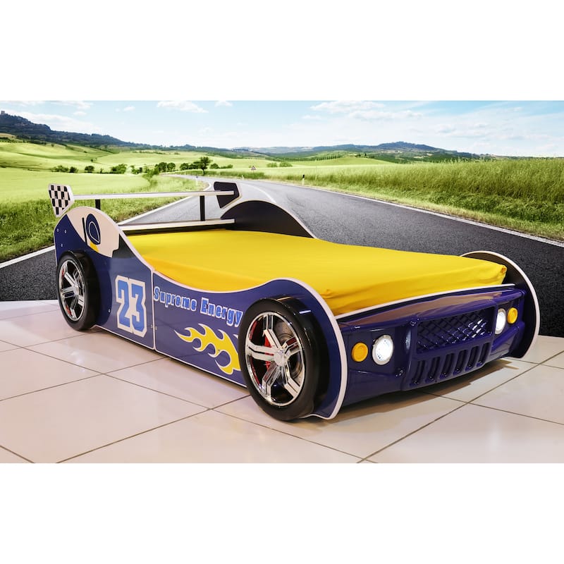 Twin Size Kids Bed Frame, Cool Cartoon Car Bed, Patrol Police Car Bed, Fire Truck Bed, Racing Car Bed for Toddler Floor Bed