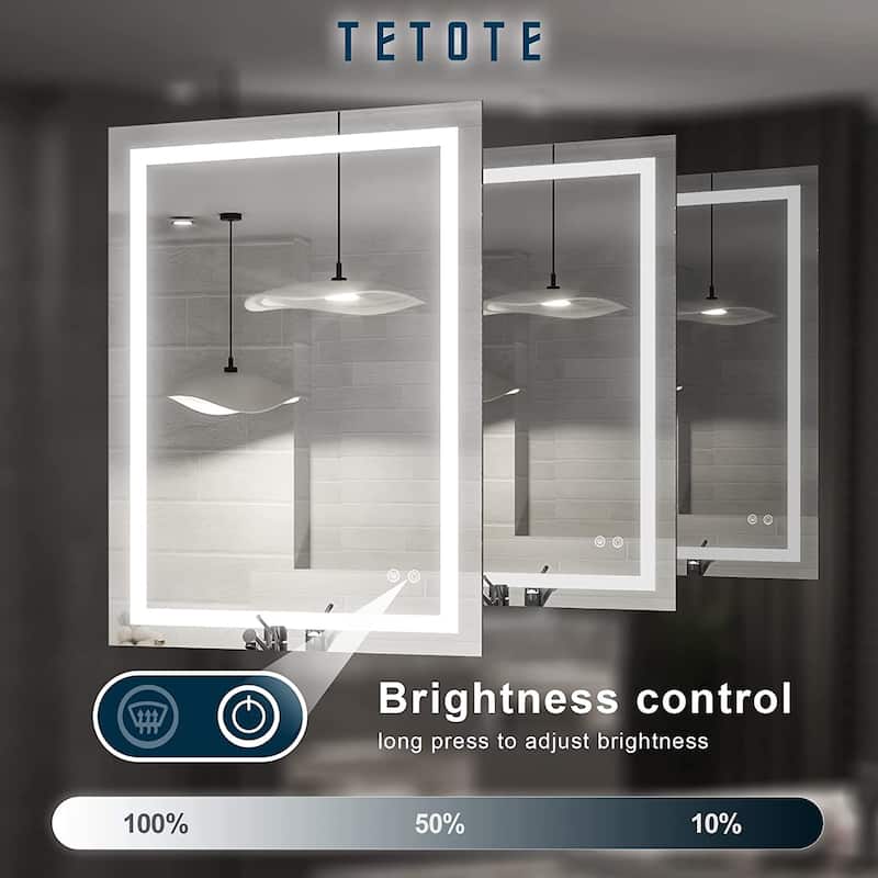 TETOTE LED Bathroom Vanity Wall Mirror, Dimmable and Anti-Fog