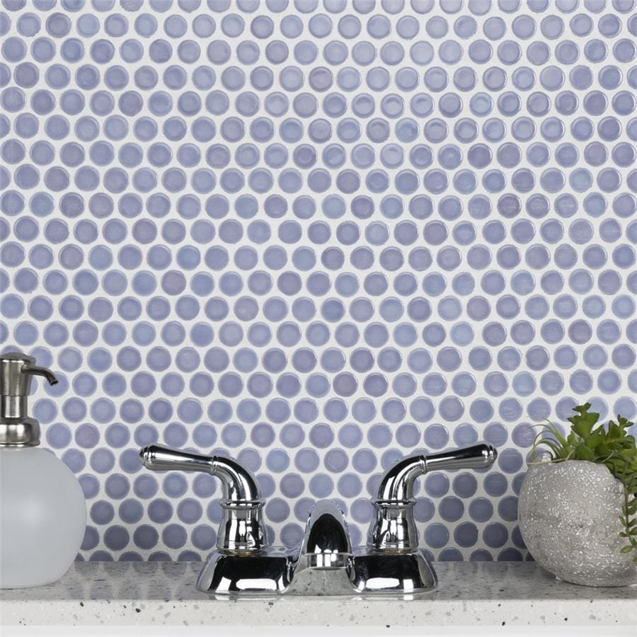 Merola Tile Hudson Penny Round Lavender 11-7/8" x 12-5/8" Porcelain Mosaic Floor and Wall Tile