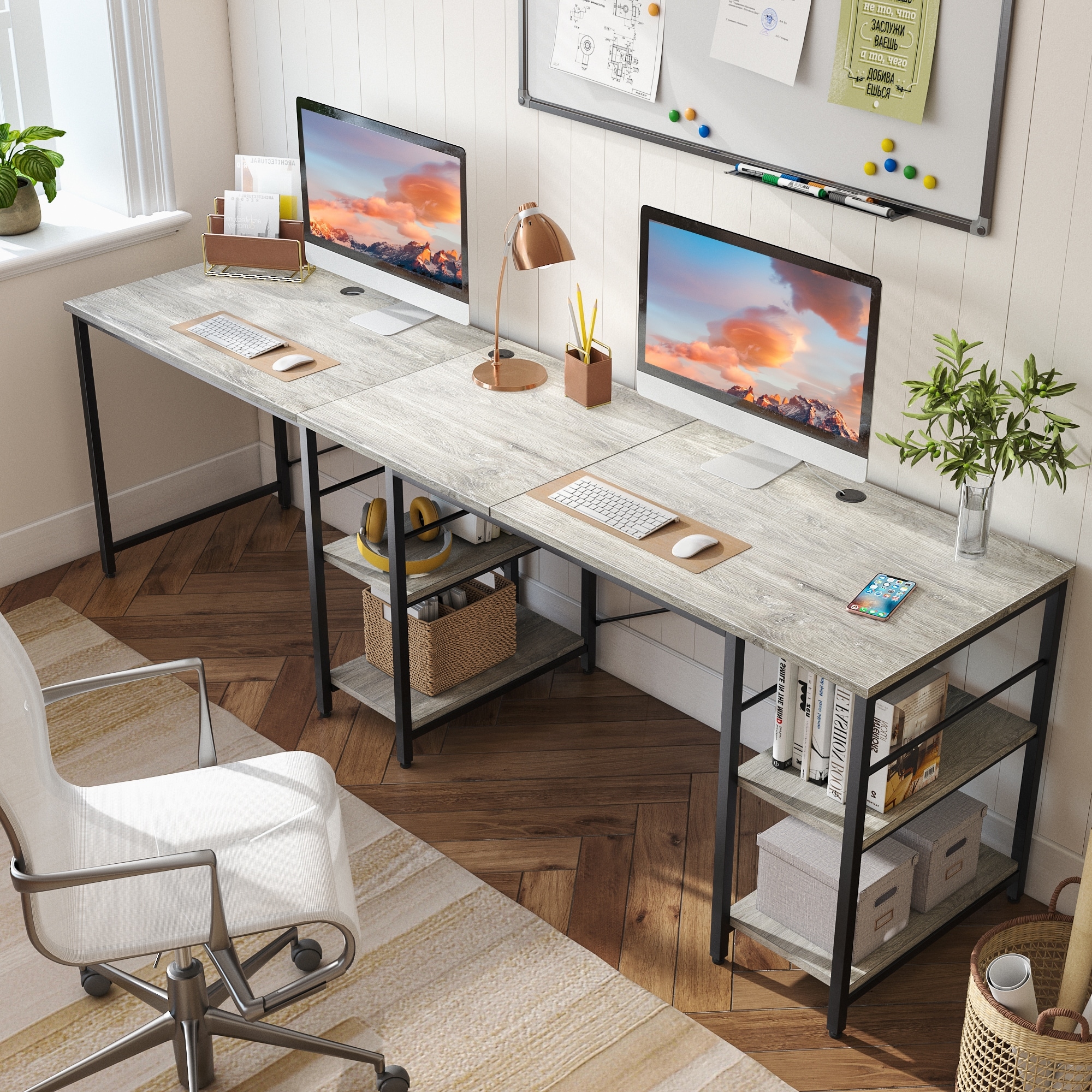 L shaped desk with shelves above hot sale