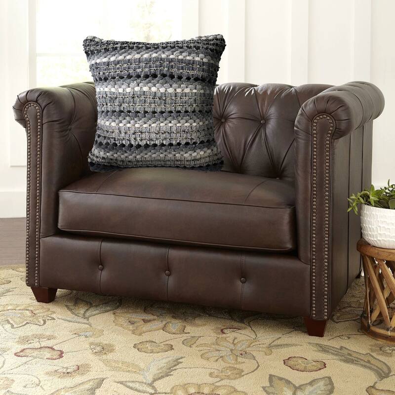 18" Gray and Black Handcrafted Square Throw Pillow