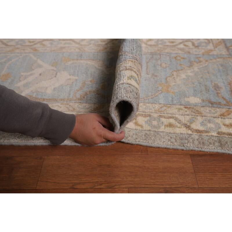 Vegetable Dye Oushak Turkish Area Rug Handmade Floral Wool Carpet - 9'4"x 12'4"