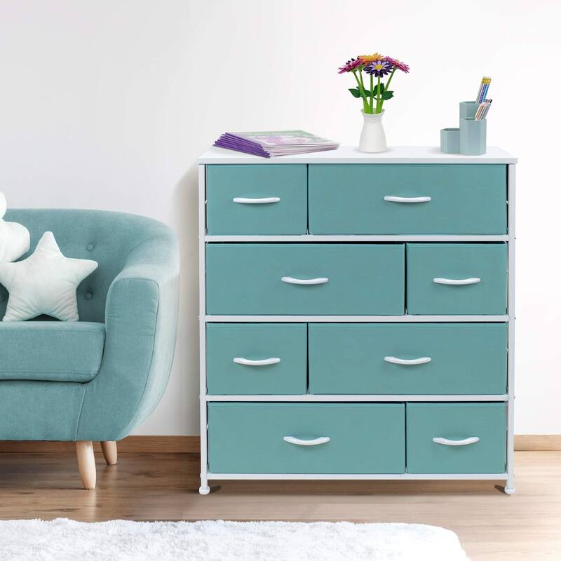 Dresser w/ 8 Drawers Furniture Storage & Night Stand Table for Bedroom