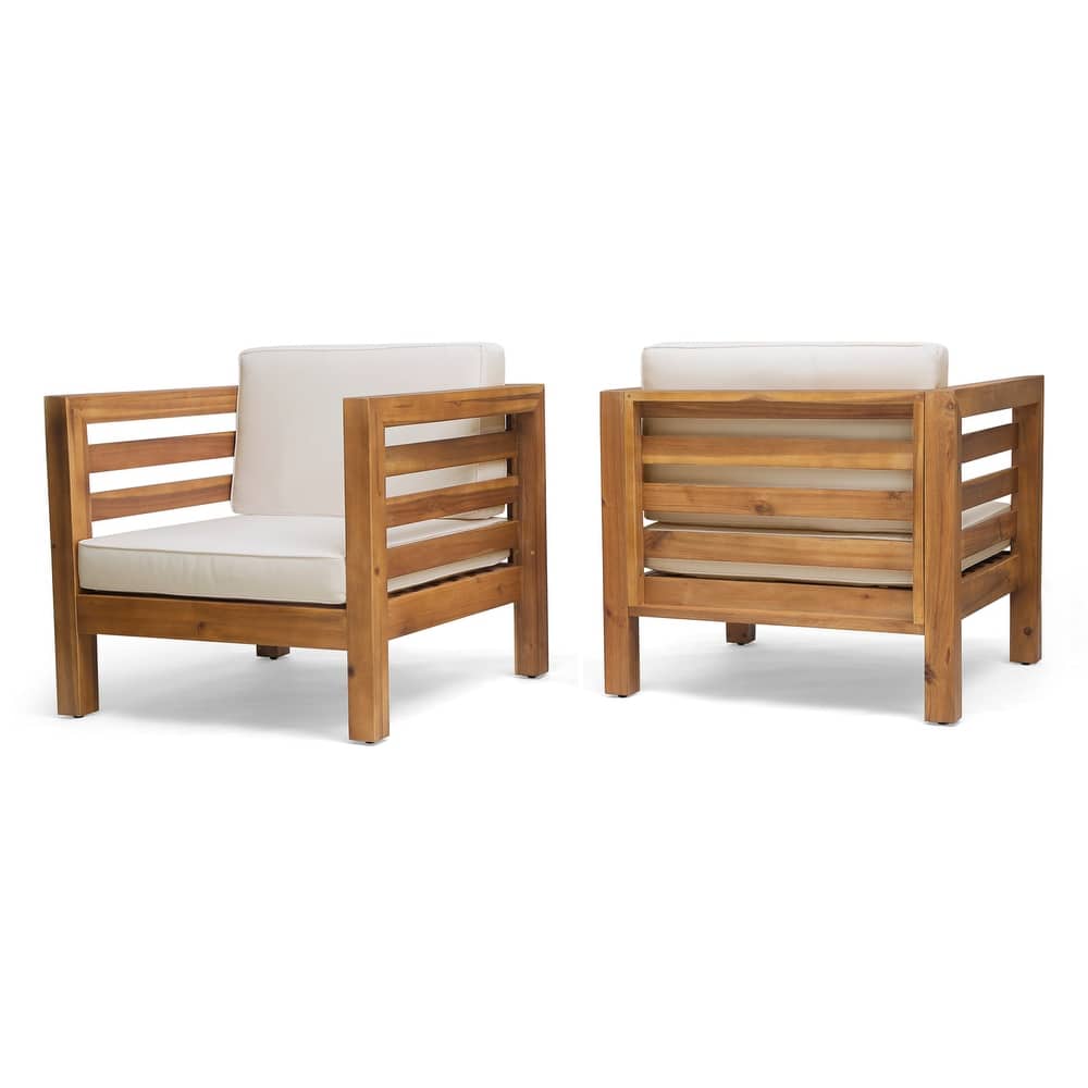 Oana Acacia Wood Club Chairs with Cushions (Set of 2) by Christopher Knight Home