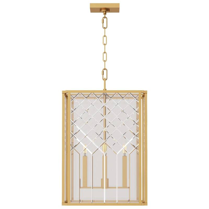 Erro transitional 4-light indoor dimmable medium ceiling hanging lantern - Burnished Brass