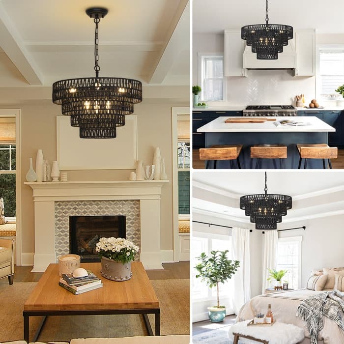 6-Light Boho Rattan Chandelier