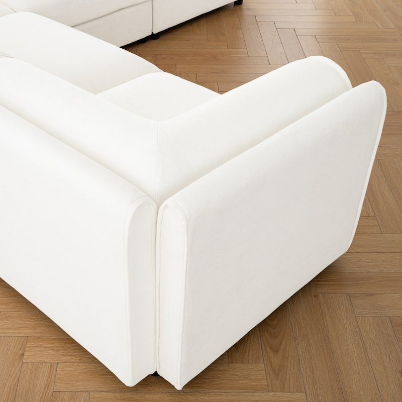 Contemporary L-shaped Chenille Sectional Sofa with Storage Seats and Ottoman