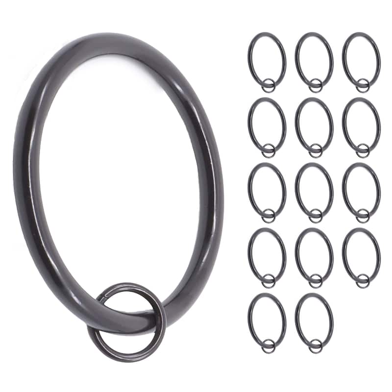 Meriville 2-Inch Inner Diameter Metal Flat Curtain Rings with Eyelets - Oil-Rubbed Bronze - Set  of 14