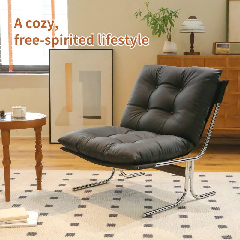 Faux Leather Upholstered Living Room Chair Accent Chair Reading Chair
