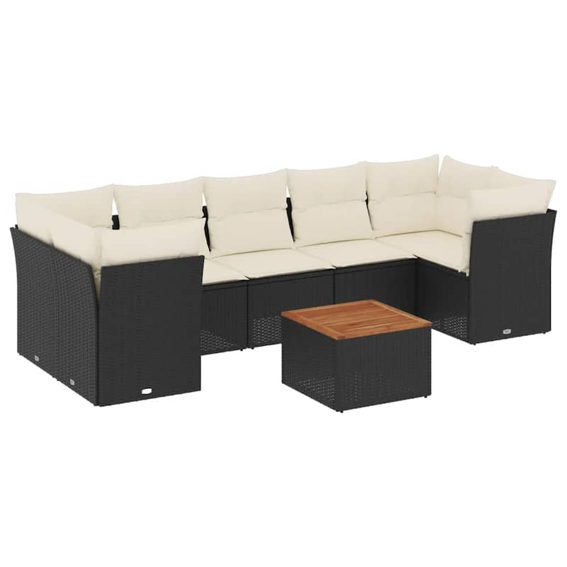 vidaXL Garden Sofa Set Black - 24.4 x 24.4 x 27.2