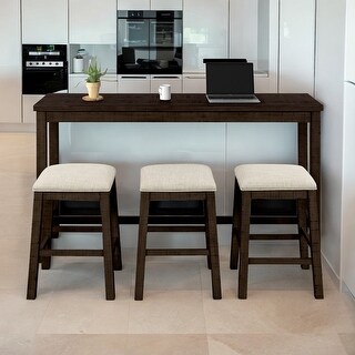 4 Pieces Rustic Bar Dining Set Counter Height Table with Fabric Padded ...