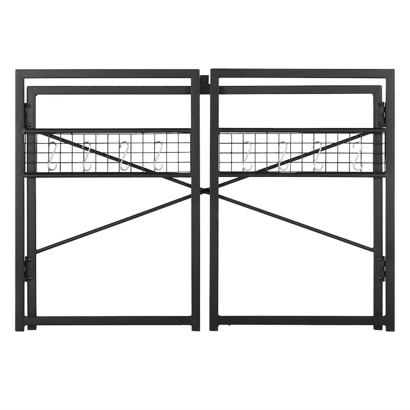 Homy Casa Folding Dining Table with Black Metal Frame and Wood Top