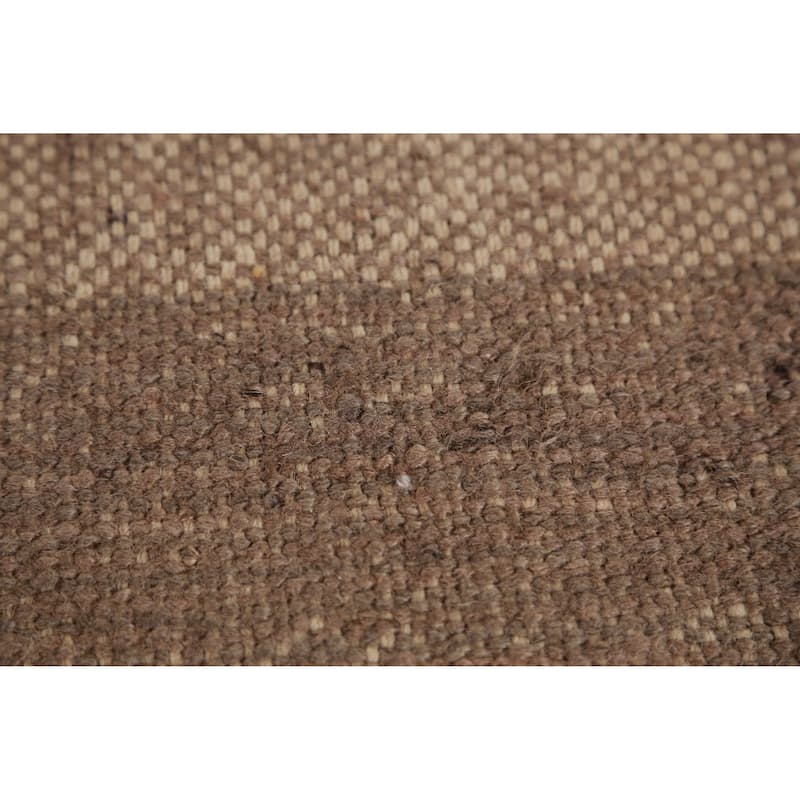 Hand Woven Oriental 100% Jute Carpet Modern Stripe Brown Kilim Area Rug - 9' 9'' X 8' 7''